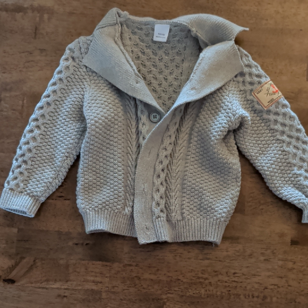 Cozy Gray Knit Kids Cardigan